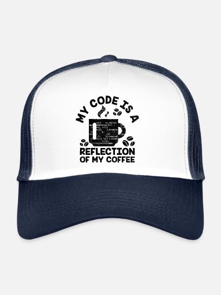Coffee Coding Programmer Coder Developer Nerd Coff - Trucker Cap - white/navy - Front