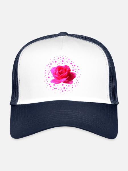 rose rose fête des mères - Casquette trucker  - blanc/marine - Devant