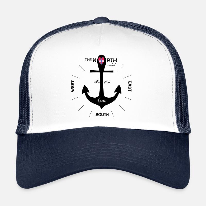 Anker Norwegen schwarz - Trucker Cap - Weiß/Navy
