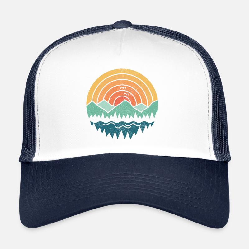 Vintage Mountains - Trucker Cap - Weiß/Navy