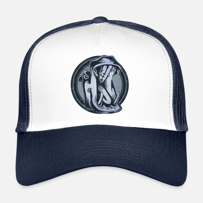 Wildes Flusspferd Grunge Tier - Trucker Cap - Weiß/Navy