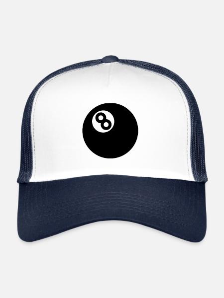 Billard 8 ball billard ball 8 - Casquette trucker  - blanc/marine - Devant