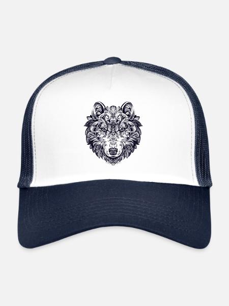 Wolf Design - Trucker Cap - white/navy - Front