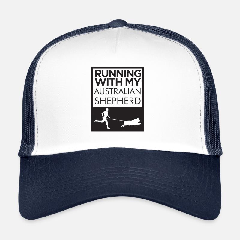 Australian Shepherd dog - Trucker Cap - white/navy