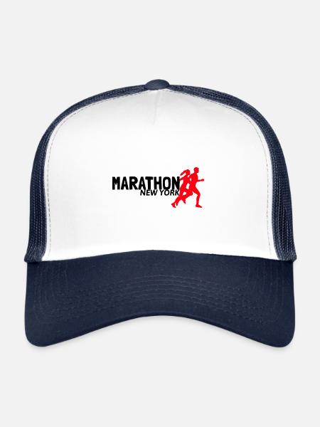 Chemise Marathon Ney York pour cadeau d'idée pour athlètes - Casquette trucker  - blanc/marine - Devant