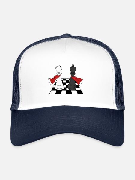 Echecs - Casquette trucker  - blanc/marine - Devant