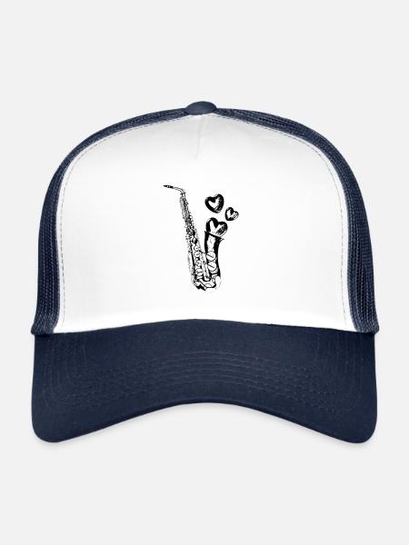 saxophone - Casquette trucker  - blanc/marine - Devant