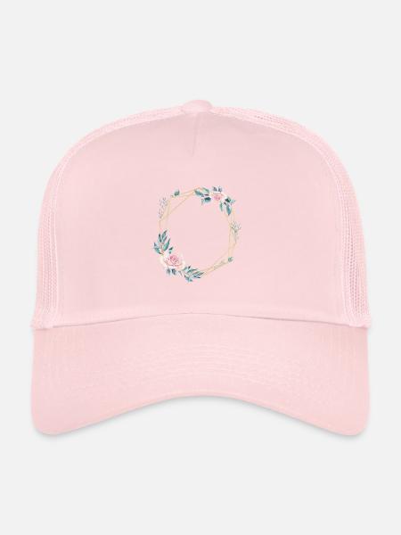 Customizable Flowers Geometric Blue Pink - Trucker Cap - pale pink - Front