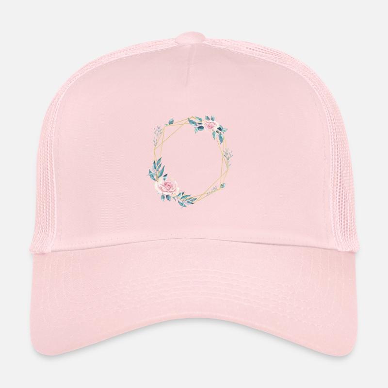 Customizable Flowers Geometric Blue Pink Trucker Cap