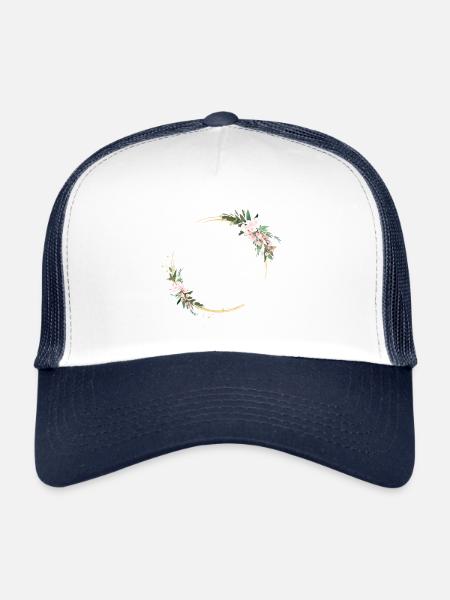 Flowers circle customizable - Trucker Cap - white/navy - Front