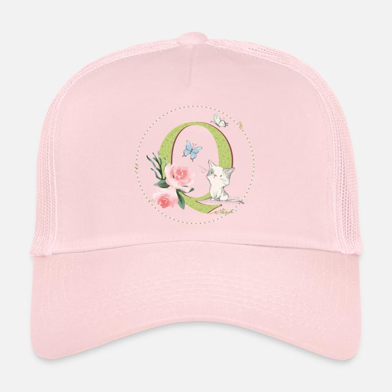Lettre initiale Q avec chat Casquette trucker 