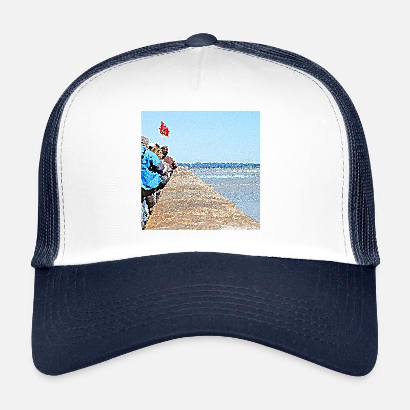 Les visiteurs face à l'océan - Casquette trucker  - blanc/marine