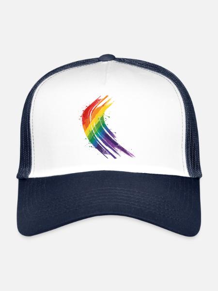 Regenbogen Pinselstrich - Trucker Cap - Weiß/Navy - Vorne