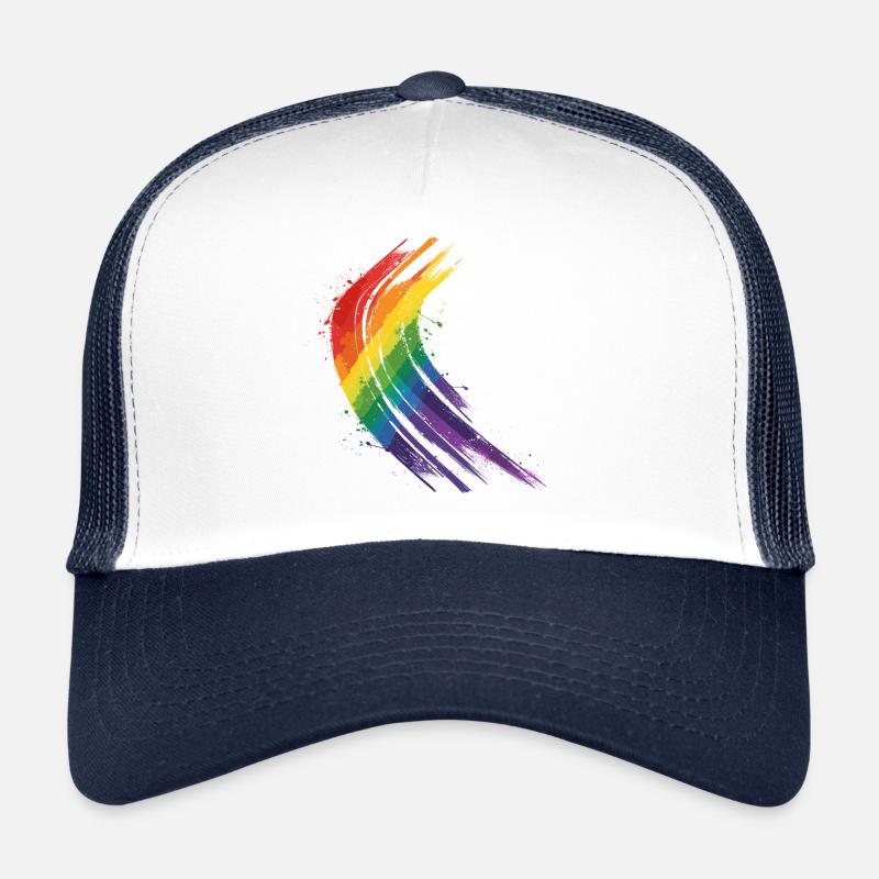 Regenbogen Pinselstrich - Trucker Cap - Weiß/Navy