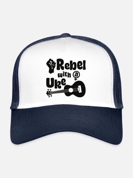 Féministe rebelle avec un uke - Casquette trucker  - blanc/marine - Devant