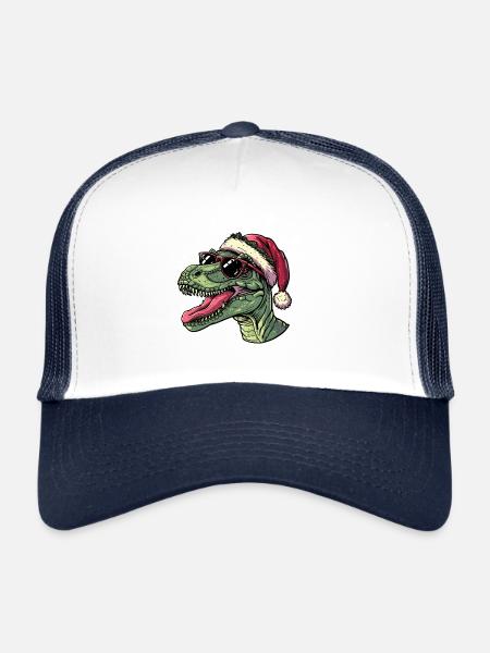 Dinosaur brontosaurus Christmas Funny - Trucker Cap - white/navy - Front