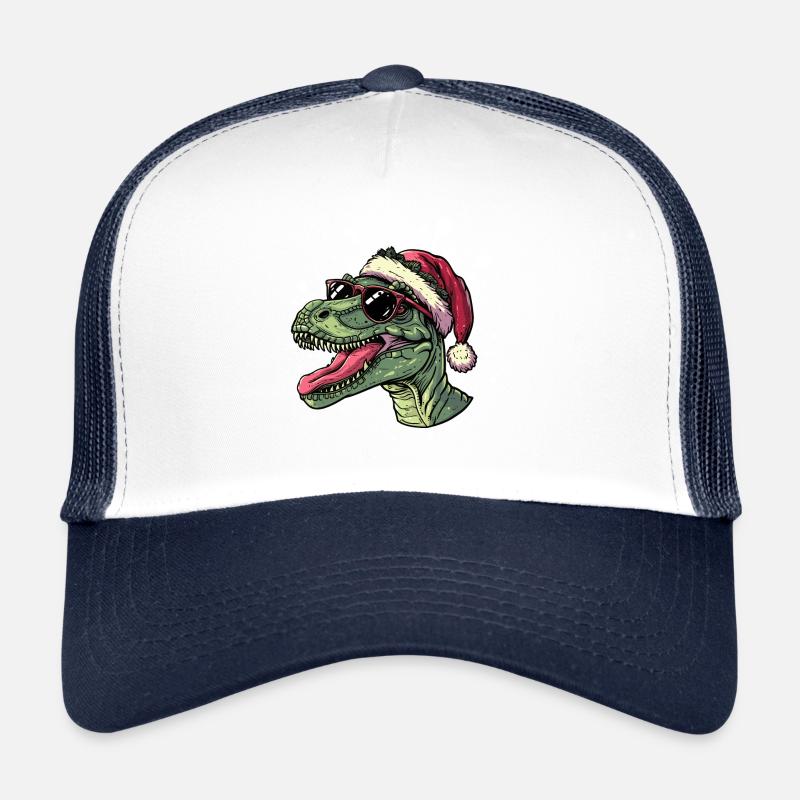 Dinosaure brontosaure Noël drôle - Casquette trucker  - blanc/marine