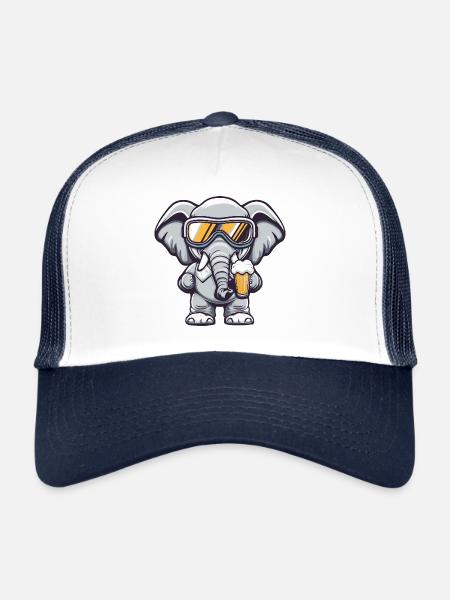 Elephant Après Ski Beer Comic - Trucker Cap - white/navy - Front