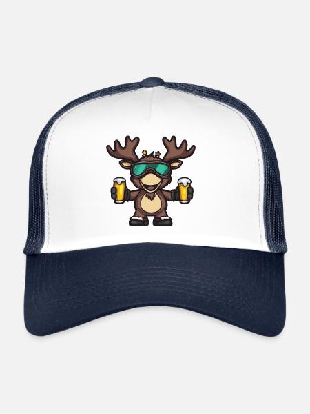 Moose Après-ski Bière Bande dessinée - Casquette trucker  - blanc/marine - Devant