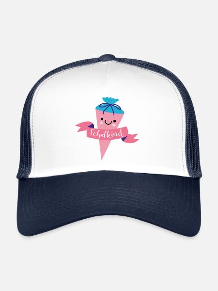 Schultüte in rosa - Trucker Cap - Weiß/Navy