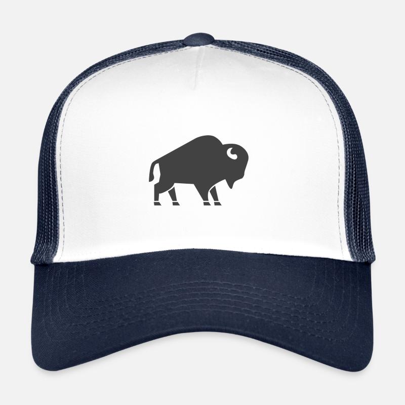 Icône de bison - Casquette trucker  - blanc/marine