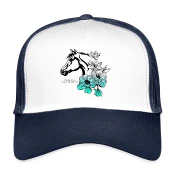 Horse and Flowers - HORSE STUFF BY STRALUNATICA - Trucker Cap - white/navy - Front