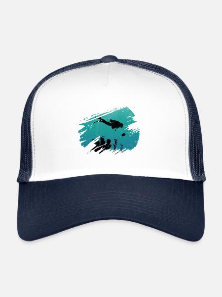 Plongée plongeurs - Casquette trucker  - blanc/marine - Devant