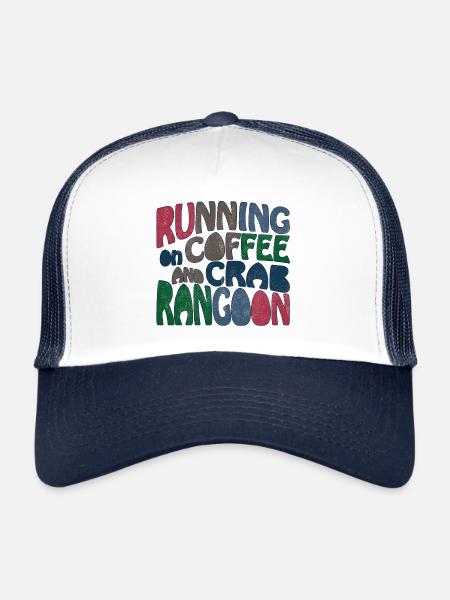 Running on coffee and crab rangoon - Trucker Cap - white/navy - Front