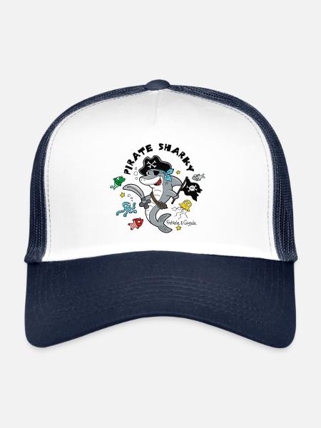 Pirate Sharky - Trucker Cap - white/navy - Front