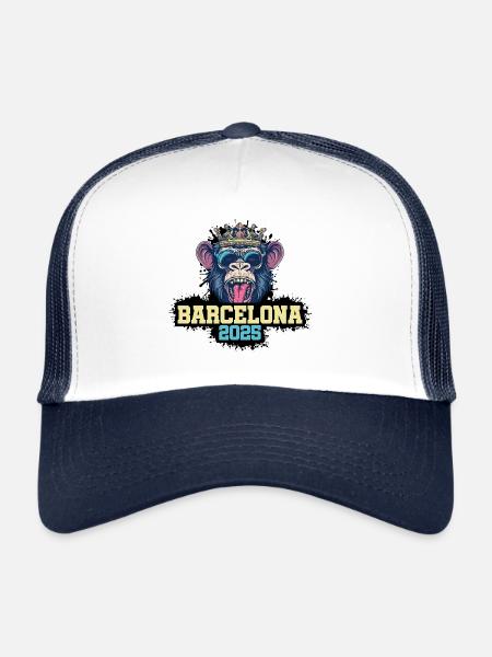 Singe Barcelone 2025 - Casquette trucker  - blanc/marine - Devant
