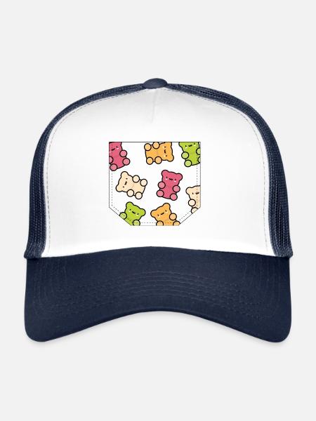 Poche poitrine bonbons cadeau idée - Casquette trucker  - blanc/marine - Devant