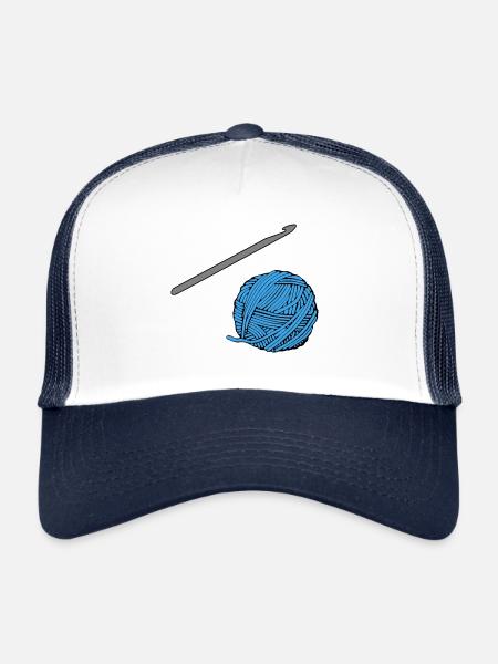 Fil de crochet bleu avec une aiguille à crochet - Casquette trucker  - blanc/marine - Devant