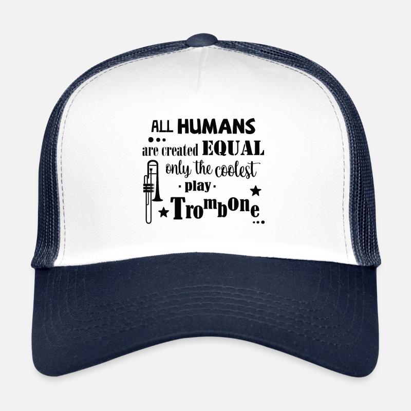 all humans equal, coolest play trombone - Trucker Cap - Weiß/Navy
