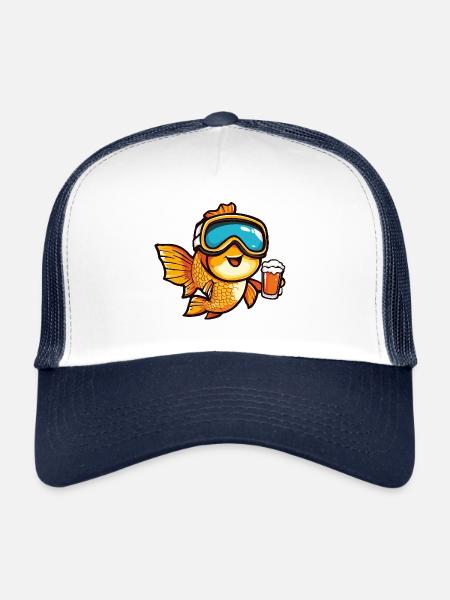 Bière d’après-ski Goldfish - Casquette trucker  - blanc/marine - Devant