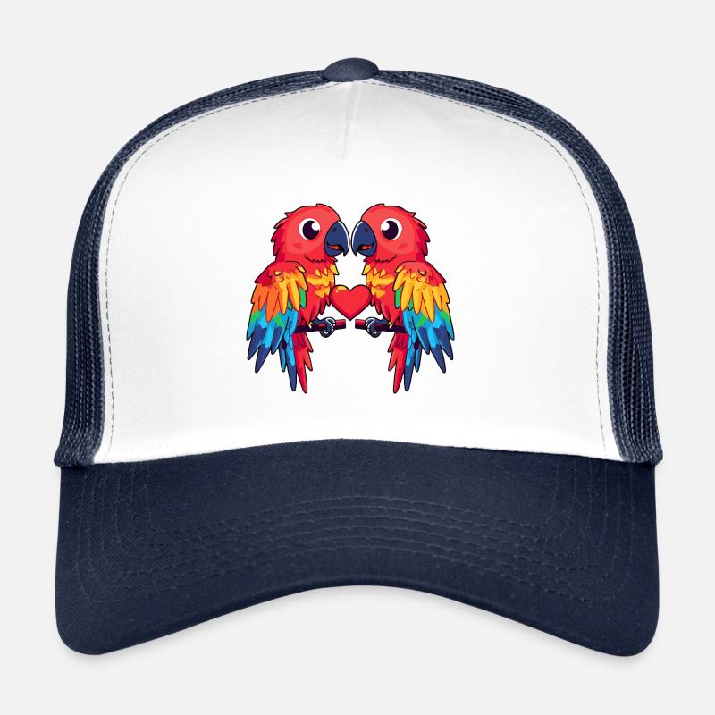 Parrot Couple Heart Trucker Cap