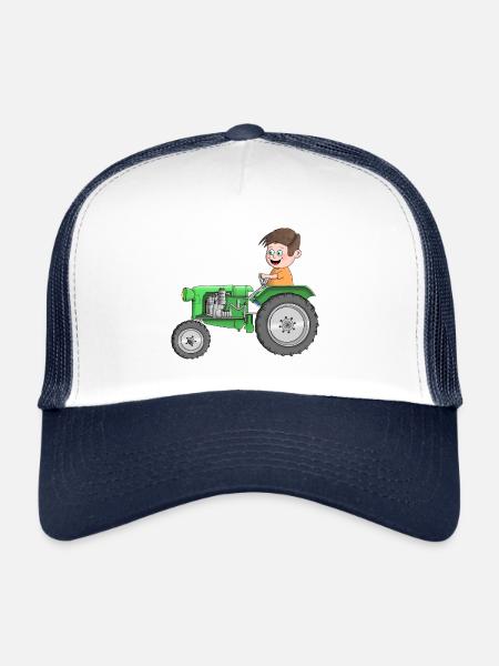 Tracteur pour enfants - Casquette trucker  - blanc/marine - Devant