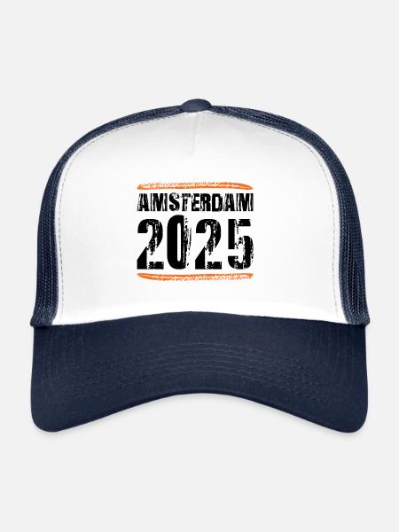 Amsterdam 2025 Saying - Trucker Cap - white/navy - Front
