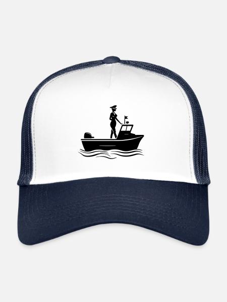 Captain Woman Boat - Trucker Cap - white/navy - Front