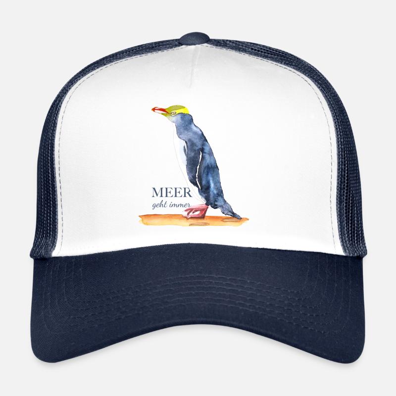 Meer geht immer - Pinguin - Trucker Cap - Weiß/Navy
