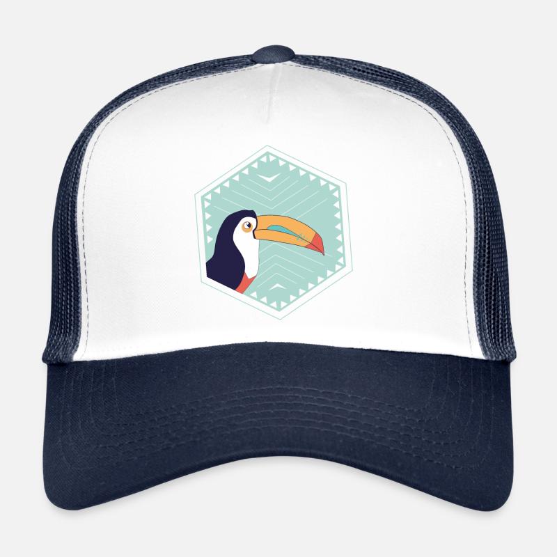Bunter Tukan - türkis - Trucker Cap - Weiß/Navy