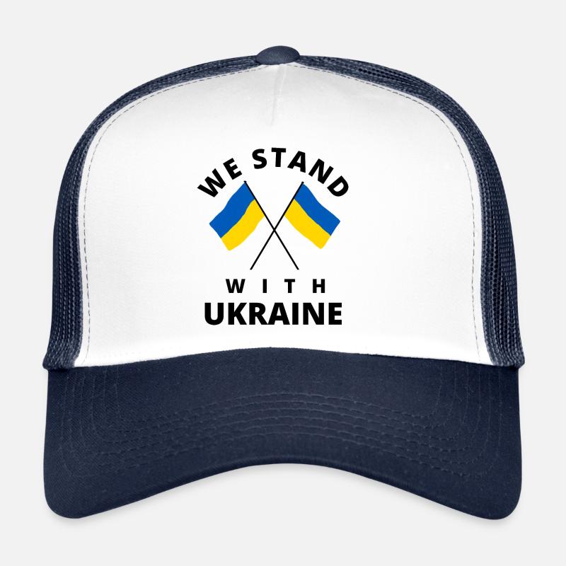 Ukraine Flag. we stand with ukraine - Trucker Cap - white/navy