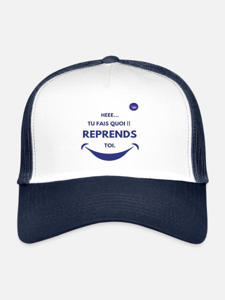 Hé! Tu fais quoi ? Reprends toi. Smile - Casquette trucker  - blanc/marine - Devant