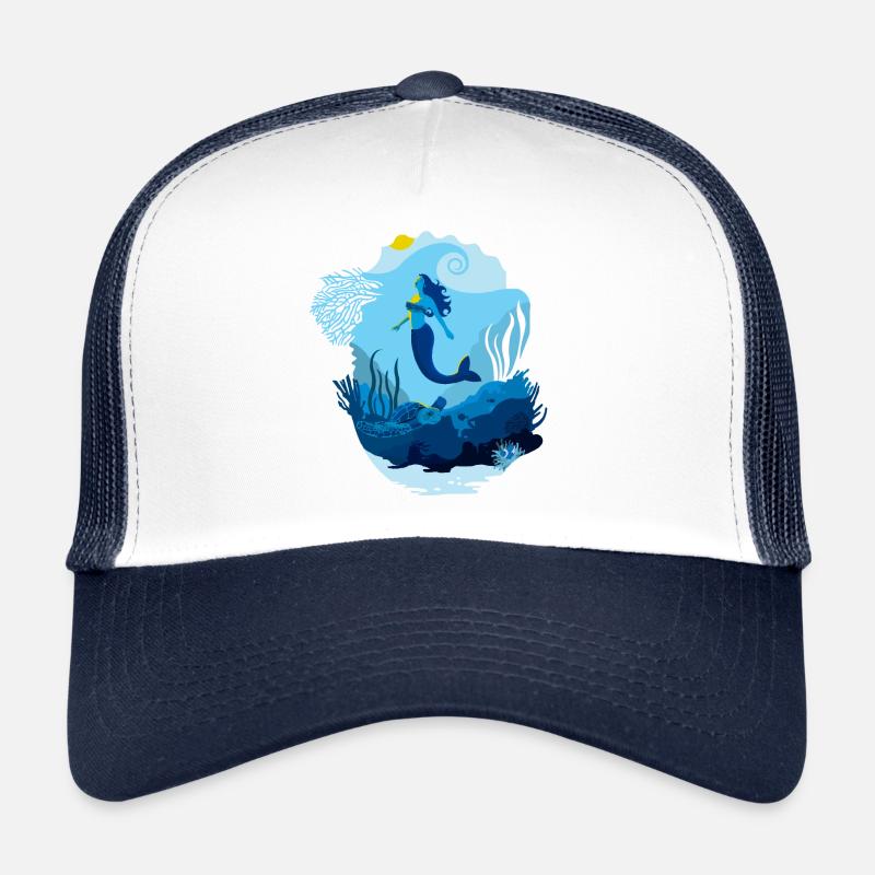 Mermaid seascape illuminated by turtle sun Trucker Cap