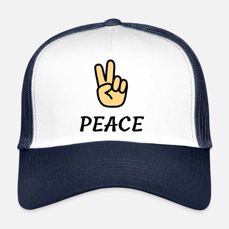Cooles Peace-Design - Trucker Cap - Weiß/Navy