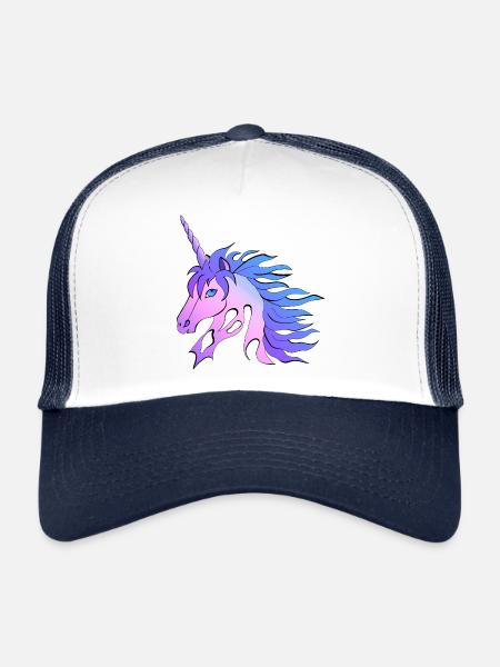 Licorne incroyablement belle coloration - Casquette trucker  - blanc/marine - Devant