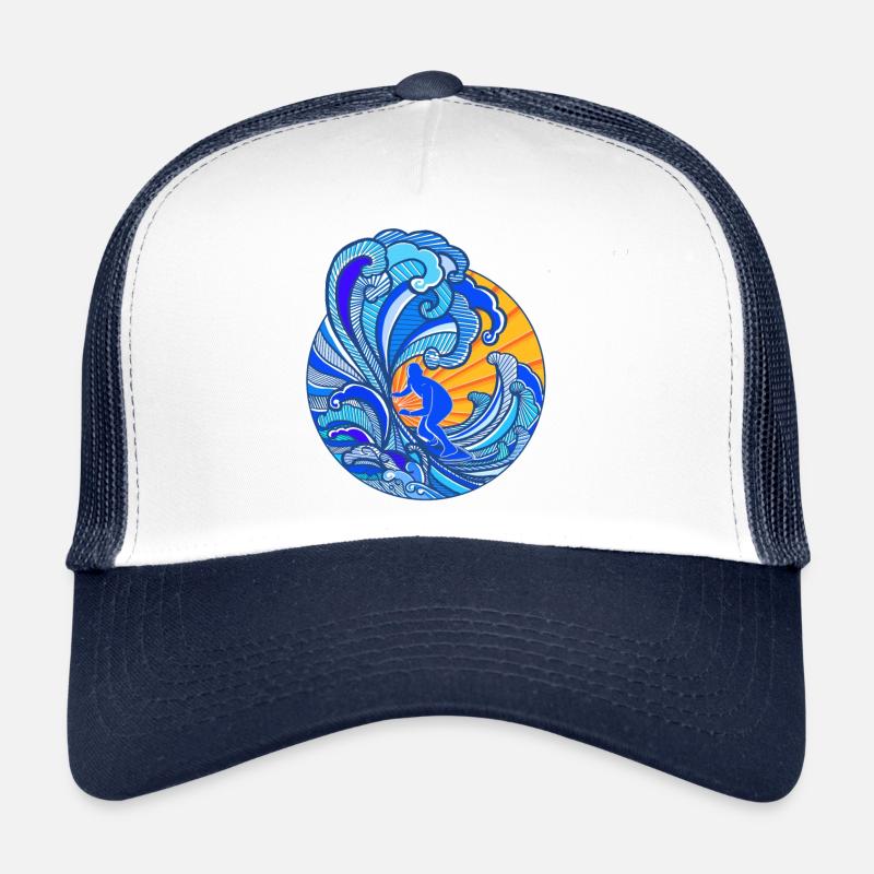 Surfer - Hawaii - Breakwater - Surfin Trucker Cap
