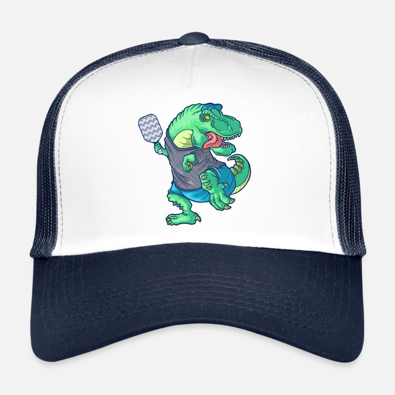 Pickleball Saurus Dinosaur T-Rex avec raquette Casquette trucker 