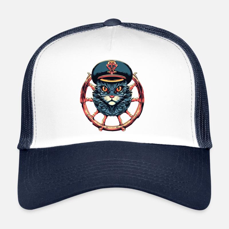 Captain Cat at the helm Trucker Cap