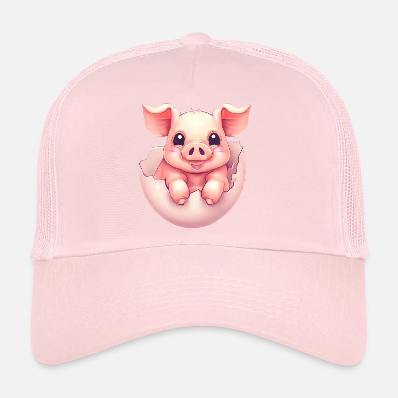 Cute Kawaii Pig in Egg - Eggshell Design Trucker Cap