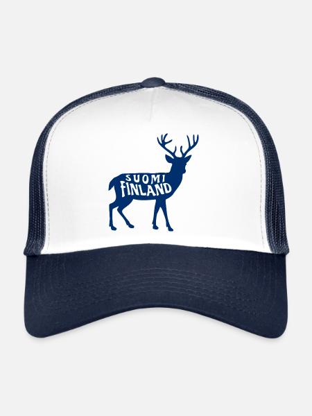 Suomi Finlande Cerf - Casquette trucker  - blanc/marine - Devant